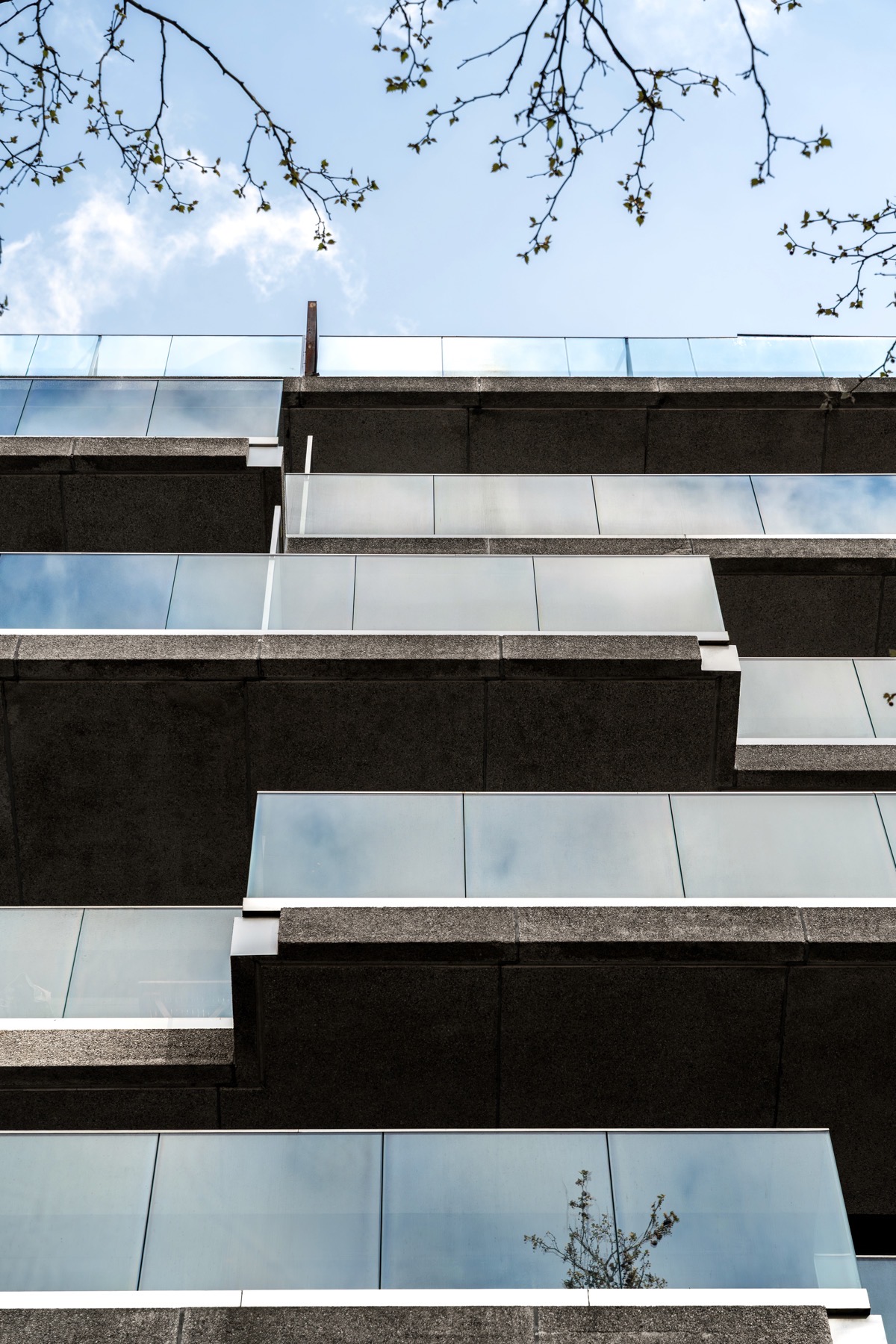 Glass and granite façade