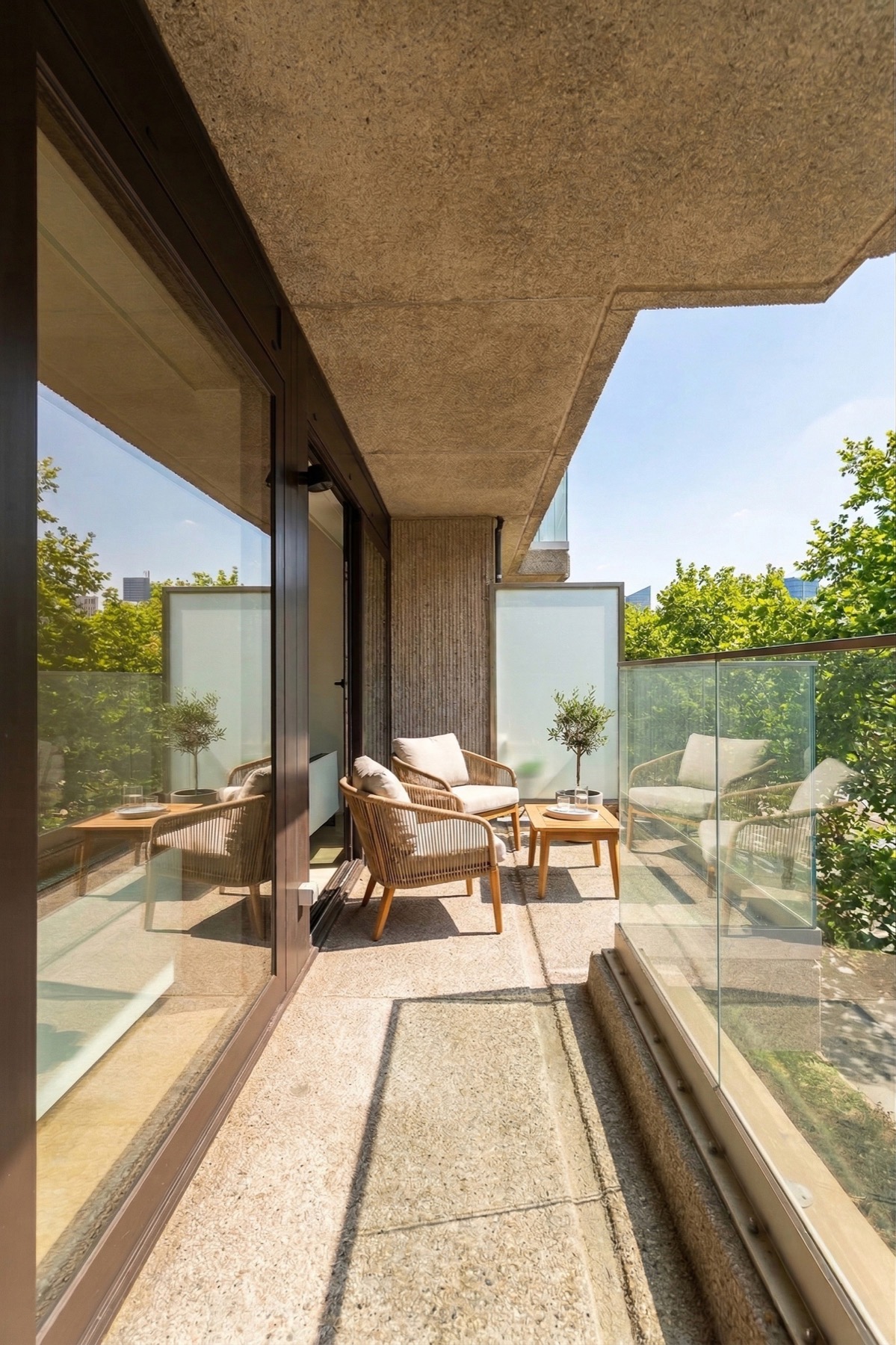 Private terrace overlooking greenery
